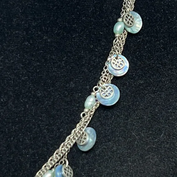 Lia Sophia Triple Strand Silver Tone And Mop Necklace (4269) - Picture 3 of 8